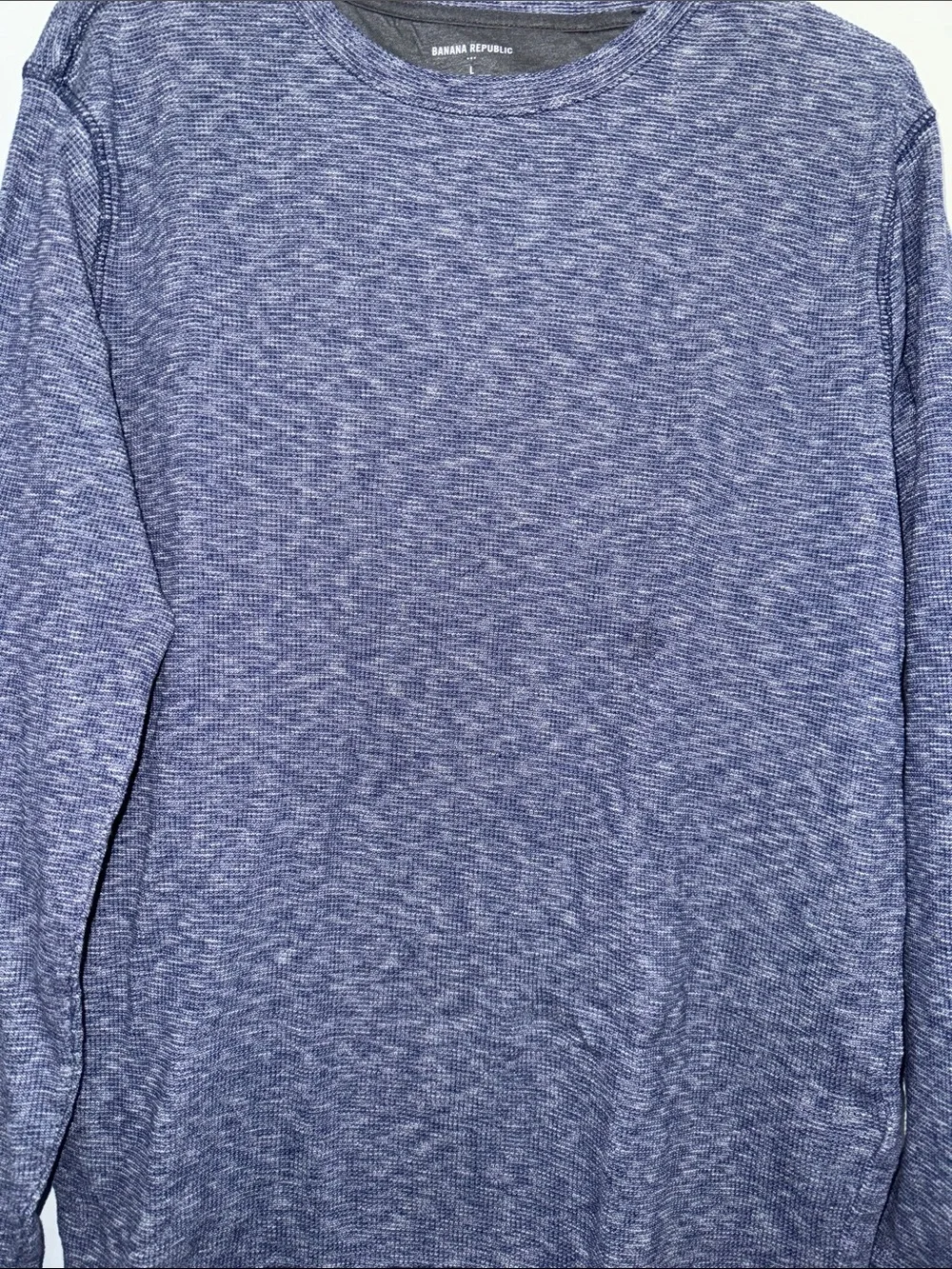 Banana Republic Men's Heather Navy Blue Crewneck Sweater